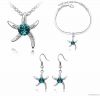 Blue Starfish Love Crystal Gold or Silver Alloy Necklace Bracelet Earr