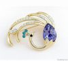 Blue Fire Phoenix Crystal 18K Gold or Silver Alloy Brooch Corsage