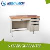 Wooden top metal frame office table computer desk with drawer cabinet