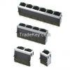 RJ45 Jack 1 x N/2 x N Transformer Connector, Integrated LED Magnetic Module, 8P8C, Fully Shielded