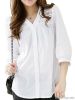 Women White Embroidered short Sleeve shirt