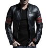 NEW MEN GENUINE SHEEP LEATHER BLACK SLIM FIT BIKER STYLE JACKET