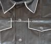 REAL LEATHER Men Black Police Military Style Shirt BLUF GAY All Sizes Available