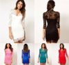 Fashion Women Sexy V-neck Lace Slim Lady Cocktail Clubbing Party Mini Dress