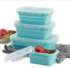 Food Grade Reusable Square Silicone Collapsible Bento Food Storage Lunch Box With Lid Set of 4