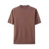 2026 Men's Wool-blend T-Shirt Solid Color Crewneck Short-sleeved Top