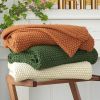 Bedding Chunky Cable Knit Throw Blanket Lightweight Grey 100% Organic Cotton Blanket for Sofa Couch Bed Baby Nursery