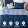 Queen quilts Reversible No-Shrink Blue Queen Comforter Set with Stays Fluffy Ultra Soft All-Season, Machine Washable Duvet 