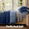 Queen quilts Reversible No-Shrink Blue Queen Comforter Set with Stays Fluffy Ultra Soft All-Season, Machine Washable Duvet 