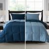 Queen quilts Reversible No-Shrink Blue Queen Comforter Set with Stays Fluffy Ultra Soft All-Season, Machine Washable Duvet 