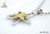 2-tone beauty diamond floral flower star gold plated&silver layered pe