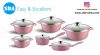 Pink Floral Pattern Rose Aluminum die cast non-stick cookware set with ceramic coating die-casting