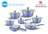 Diamond Blue Aluminum die cast non-stick cookware set with ceramic coating die-casting