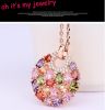 Vintage Style Multicolor 18k Gold Plated Swiss CZ Zincon Round Pendant Necklace