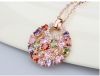 Vintage Style Multicolor 18k Gold Plated Swiss CZ Zincon Round Pendant Necklace