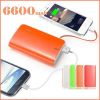 6600mAh power bank built-in standard USB output and iPhone & micro charging cable