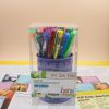 40 colors gel pen set with metal mesh pen holder