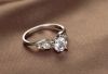 925 Sterling Silver Plated 3 Round Stone Cubic Zirconia Engagement Wedding Ring