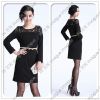10517 Discounted Sheer Black full sleeve Lace Dress
