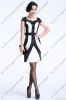 10514 Chic Cap sleeve Black&White Contrast Dress