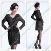 10505 Gorgeous Long sleeve V neck allover lace Dress