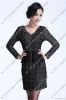 10505 Gorgeous Long sleeve V neck allover lace Dress