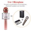 WS858 Wireless Bluetooth Karaoke Microphone, 3-in-1 Portable Handheld karaoke Mic New Year Gift Home Party Birthday Speaker Machine for iPhone/Android/iPad/Sony, PC and All Smartphone(Rose Gold)