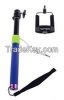 iPhone Cable Take Pole Selfie Stick with Two Type Adjustable Plastic Clip , Wired Monopod