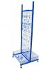 retail store floor display stand with shelf and hooks