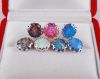 silver opal Stud  eari...