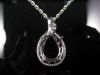 Diamond meleed pendant / white gold pendant / oval center stone/hollow pendant