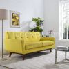 Beverly Bonded Leather Loveseat With Wood Legs