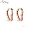 Sobling wholesale 925 sterling Silver AAA CZ Heart shaped Female hoop Earrings Fashion Wedding ear buckle Jewelry with rose gold plating