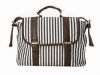Stripe tote bag, made of canvas and PU,spacious for daily things