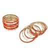 Red N Gold Shimmer Metal Seed Bead Bangle
