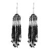 Trendy Fashionable Alloy Metal Black Silver Bead Tassel Drop Earrings (1 Pair)