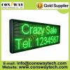 CE approved led messages display with Green color and size 104cm(W)*40cm(H)*7cm(D)