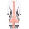 Bqueen Orange And Gray Mixed Color Long Sleeve Bandage Dress H549