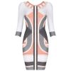 Bqueen Orange And Gray Mixed Color Long Sleeve Bandage Dress H549