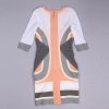 Bqueen Orange And Gray Mixed Color Long Sleeve Bandage Dress H549