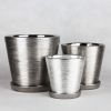 small ceramic flowerpot chrome silver series