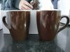  Wholesale 11oz ceramic blue brown color mug round shape