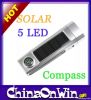 Rechargeable Solar Powered 5 LED Flashlight Torch with Compass