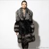 Luxurious silver fox fur + rabbit fur women's coat