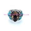 tribal design turquoise alloy ring