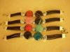 Modern colorful agate and lobster clasp leather bracelet