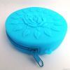 silicone coin purse with zipper and vivid embossed rose poping out