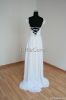 MGSD3008(f)-deep V neck chiffon wedding dress, bridal gown