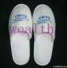 Promotional velour white hotel slipper with customized logo