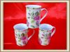 11oz straight porcelain mug with flower design